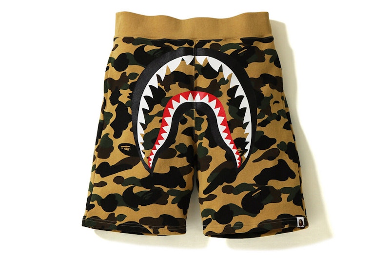 BAPE 1st Camo Shark Sweat Short Yellow