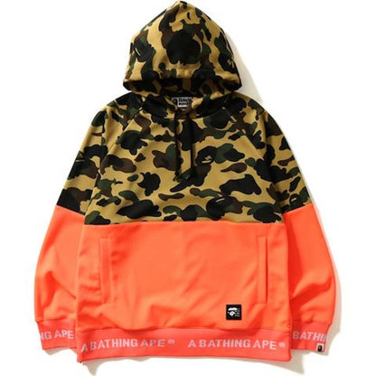 BAPE 1st Camo Wide Side Zip Pullover Hoodie Yellow/Orange