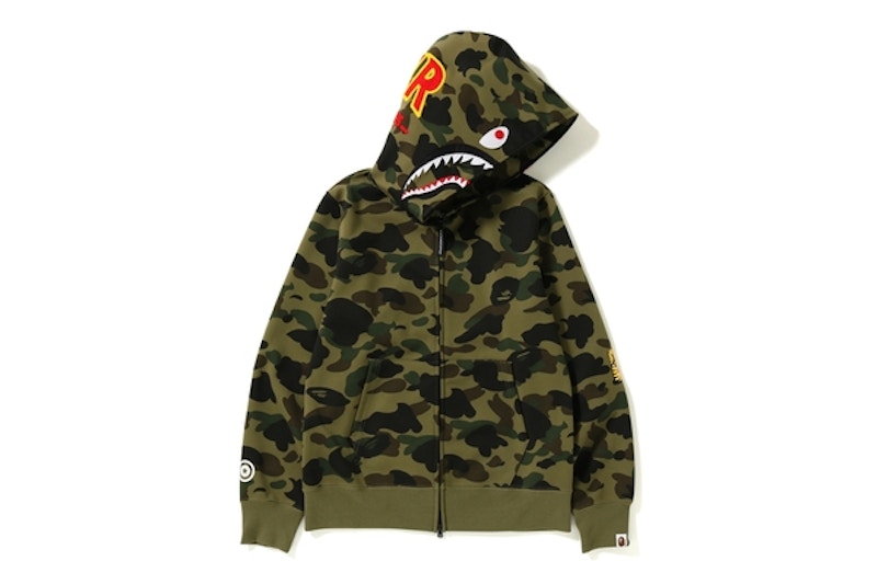 BAPE 1st Camo Windstopper PONR Shark Full Zip Hoodie Green
