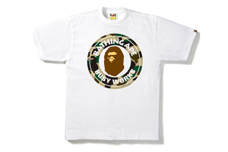BAPE 1st Camo Busy Works Tee White/Beige