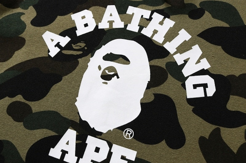 BAPE 1st Camo College Ats Pullover Hoodie Green
