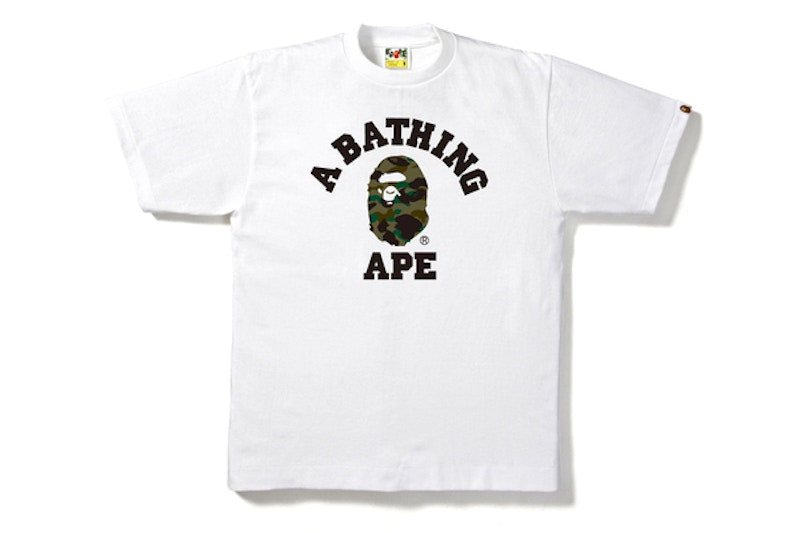 BAPE 1st Camo College Tee White/Olive Drab