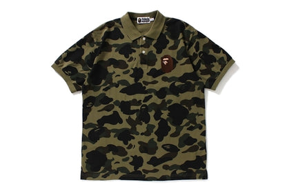 BAPE 1st Camo Large Ape Head Polo Green