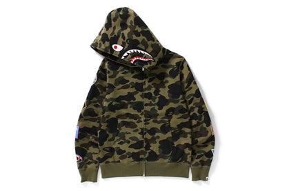 BAPE 1st Camo Multi Logo Shark Full Zip Hoodie Green Camo