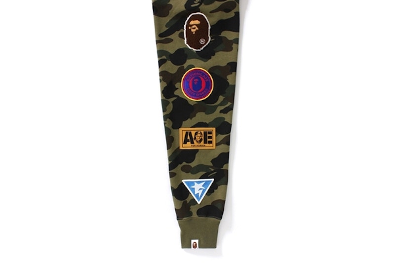 BAPE 1st Camo Multi Logo Shark Full Zip Hoodie Green Camo