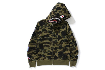 BAPE 1st Camo Multi Logo Shark Full Zip Hoodie Green Camo