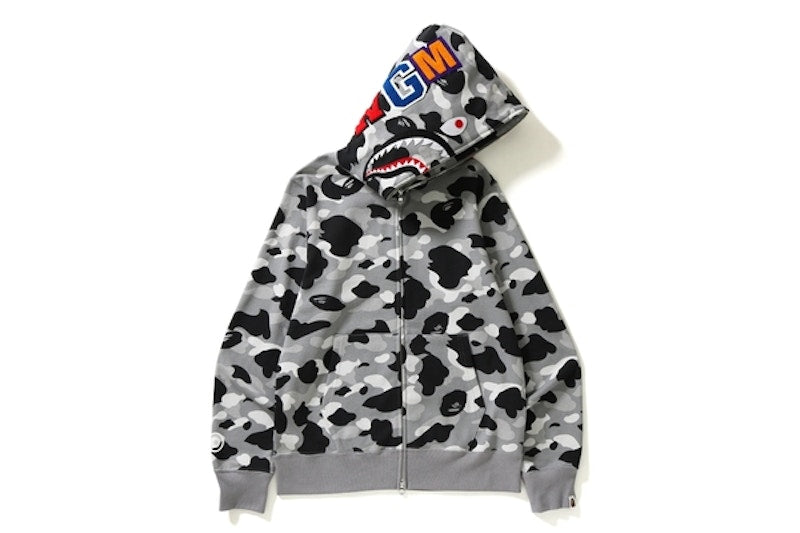 BAPE 1st Camo Shark Full Zip Hoodie Gray