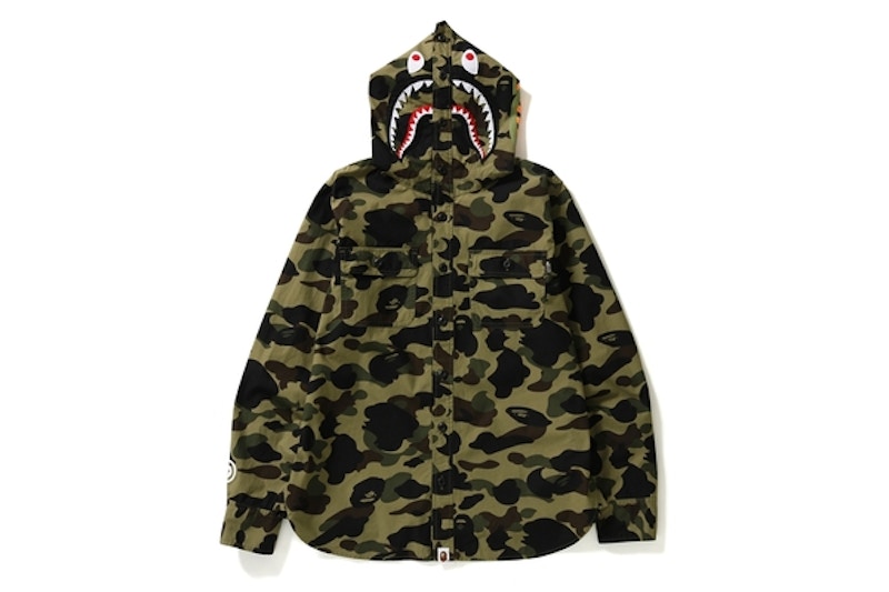 BAPE 1st Camo Shark Hoodie Shirt Green camo