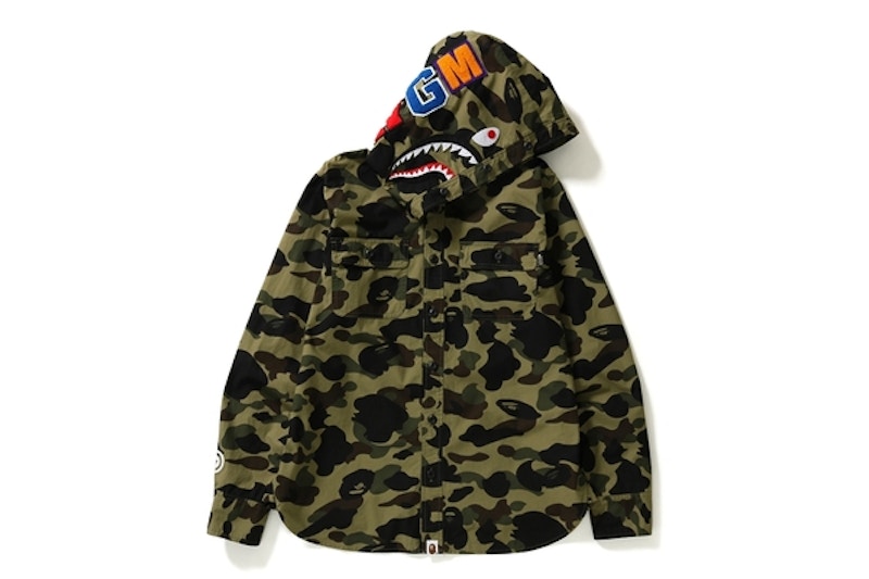 BAPE 1st Camo Shark Hoodie Shirt Green camo