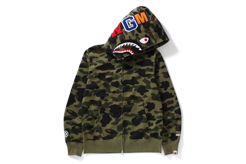 BAPE 1st Camo Windstopper Shark Full Zip Hoodie Green