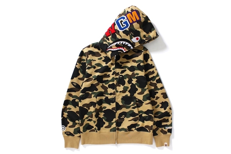 BAPE 1st Camo Windstopper Shark Full Zip Hoodie Yellow