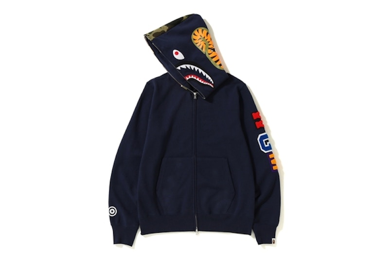 BAPE 2nd Ape Shark Full Zip Hoodie Navy
