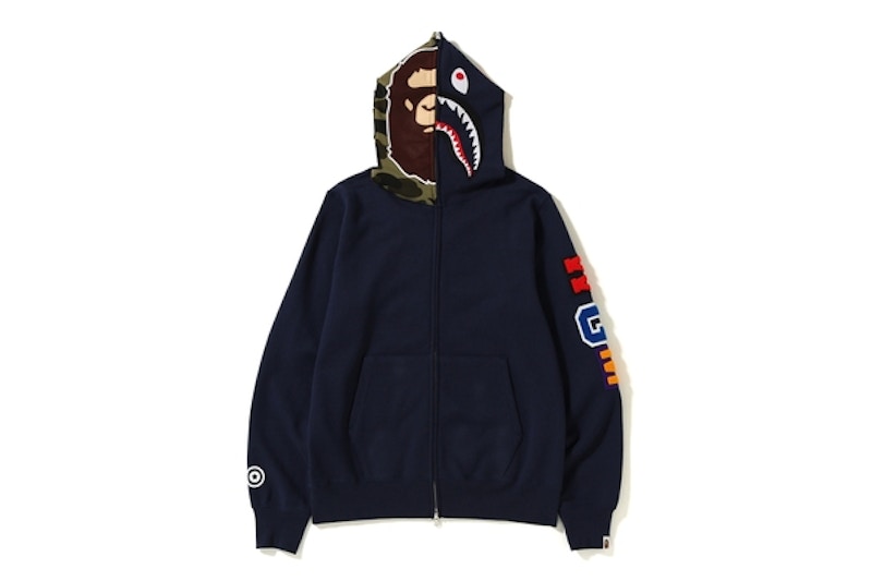 BAPE 2nd Ape Shark Full Zip Hoodie Navy