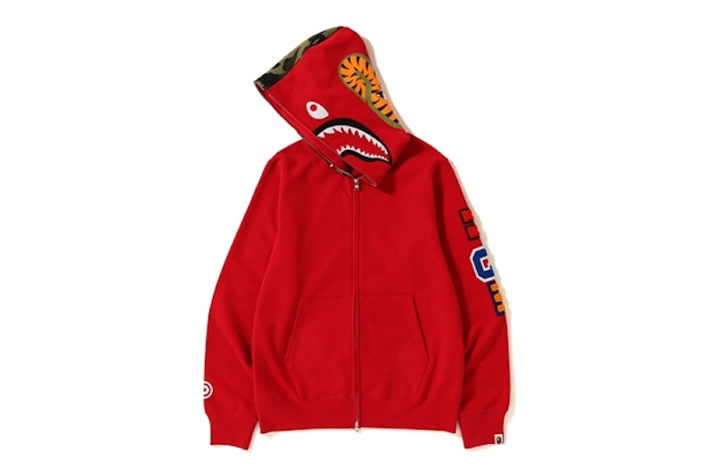 BAPE 2nd Ape Shark Full Zip Hoodie Red
