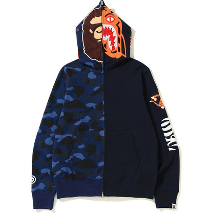 BAPE 2nd Ape Tiger Half Full Zip Hoodie Navy