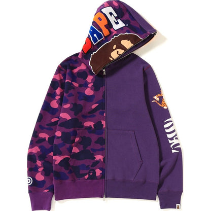 BAPE 2nd Ape Tiger Half Full Zip Hoodie Purple