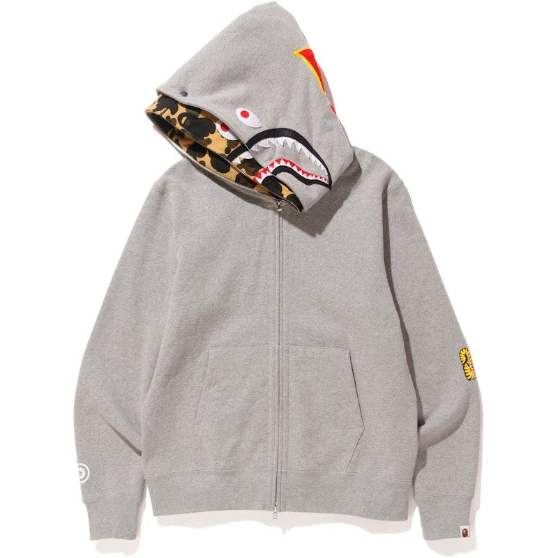 BAPE 2nd Shark Wide Full Zip Double Hoodie Gray