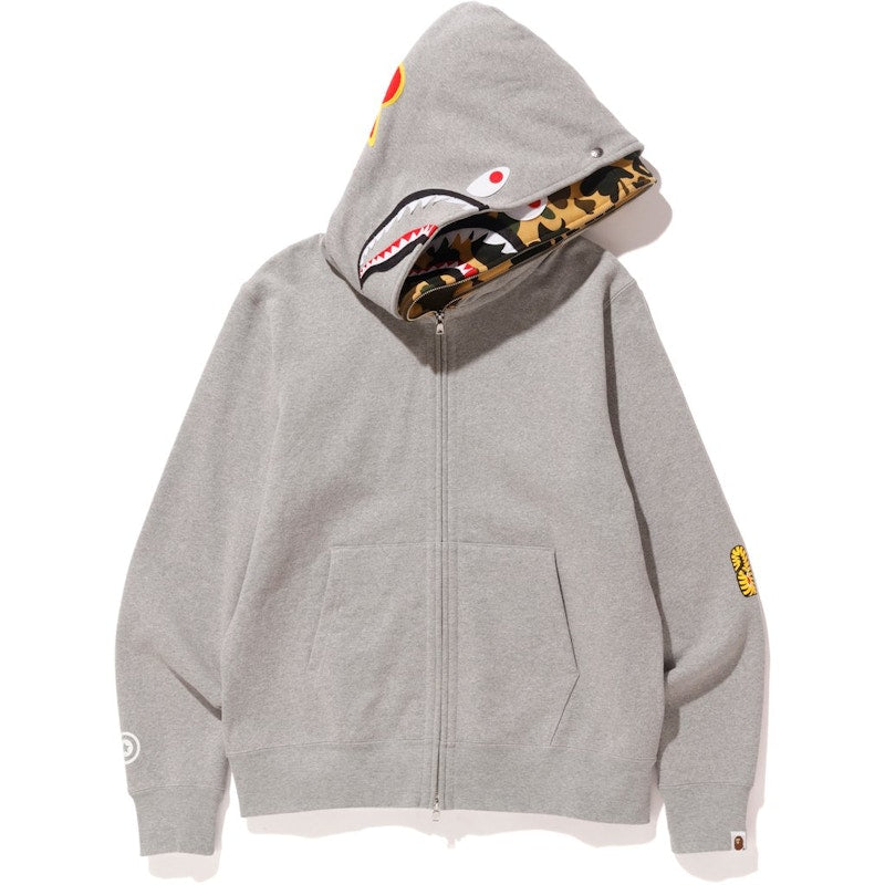 BAPE 2nd Shark Wide Full Zip Double Hoodie Gray