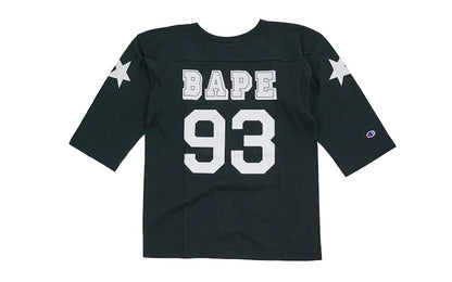 BAPE Champion 3/4 Sleeve Football Jersey Tee Black