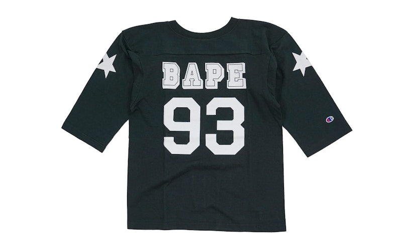 BAPE Champion 3/4 Sleeve Football Jersey Tee Black