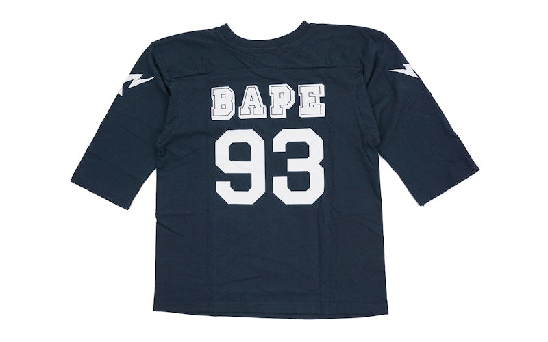 BAPE Champion 3/4 Sleeve Football Jersey Tee Navy