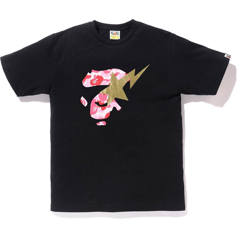 BAPE ABC Ape Face on Bapesta Tee Black/Pink