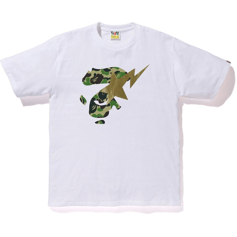 BAPE ABC Ape Face on Bapesta Tee White/Green