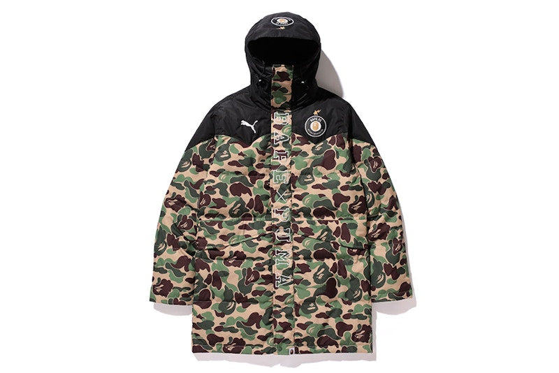 BAPE X Puma ABC Camo Long Down Puffer Jacket Green