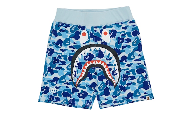 BAPE ABC Camo WGM Print Shark Sweatshorts Light Blue