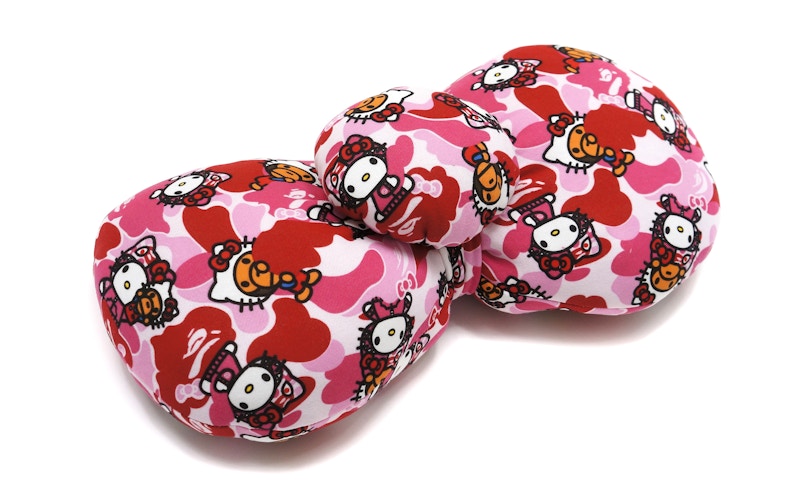 BAPE Sanrio ABC Hello Kitty Camo Ribbon Pillow Cushion Pink