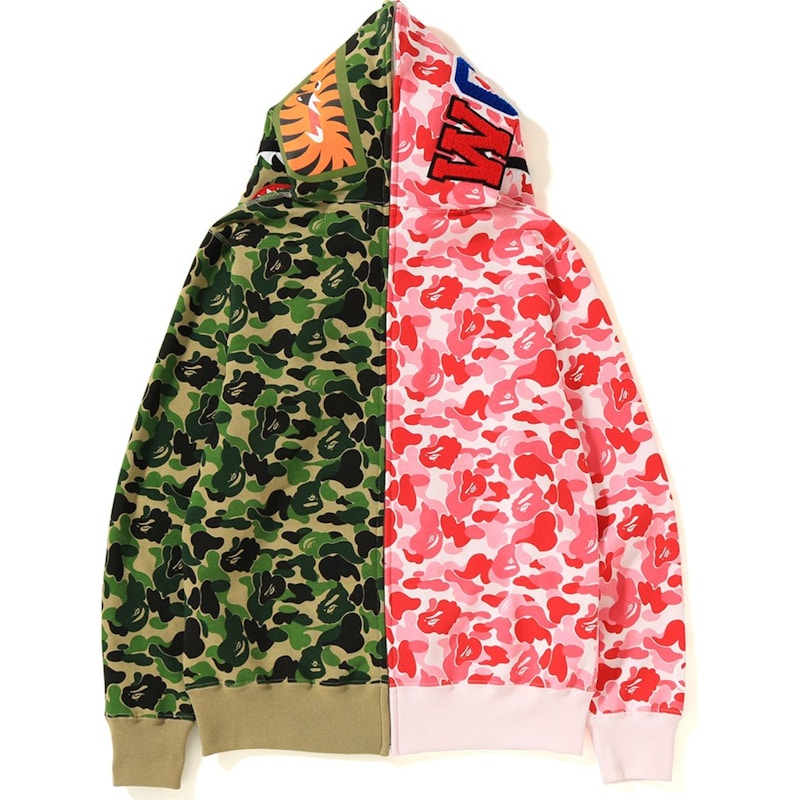 BAPE ABC Separate Shark Full Zip Hoodie Pink/Green