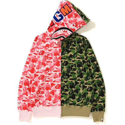 BAPE ABC Separate Shark Full Zip Hoodie Pink/Green