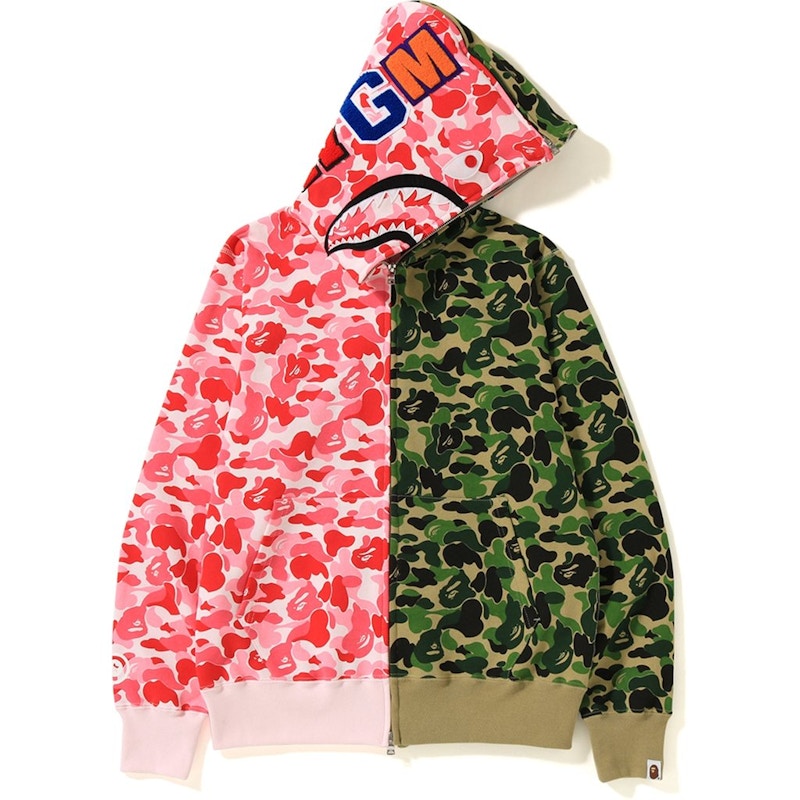 BAPE ABC Separate Shark Full Zip Hoodie Pink/Green