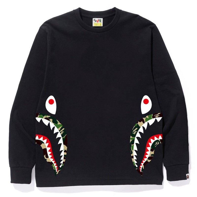 BAPE ABC Side Shark L/S Tee Black/Green