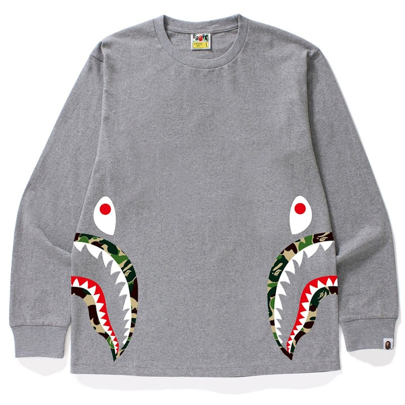 BAPE ABC Side Shark L/S Tee Grey/Green