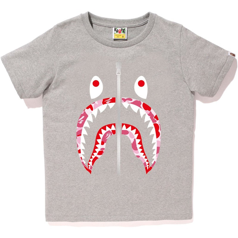 BAPE Abc Camo Shark Tee Tee (Ladies) Gray/Pink