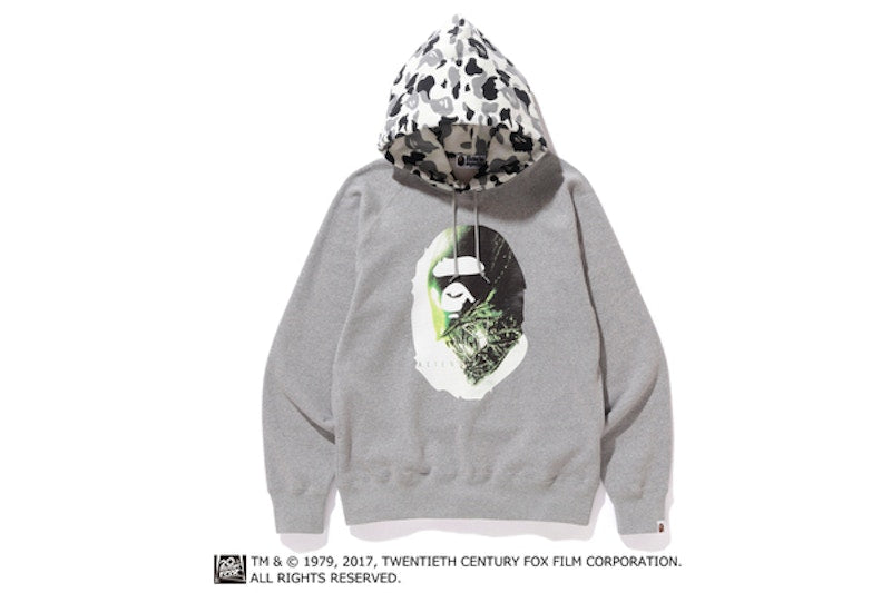 BAPE Alienposter Ape Head Pullover Hoodie Gray