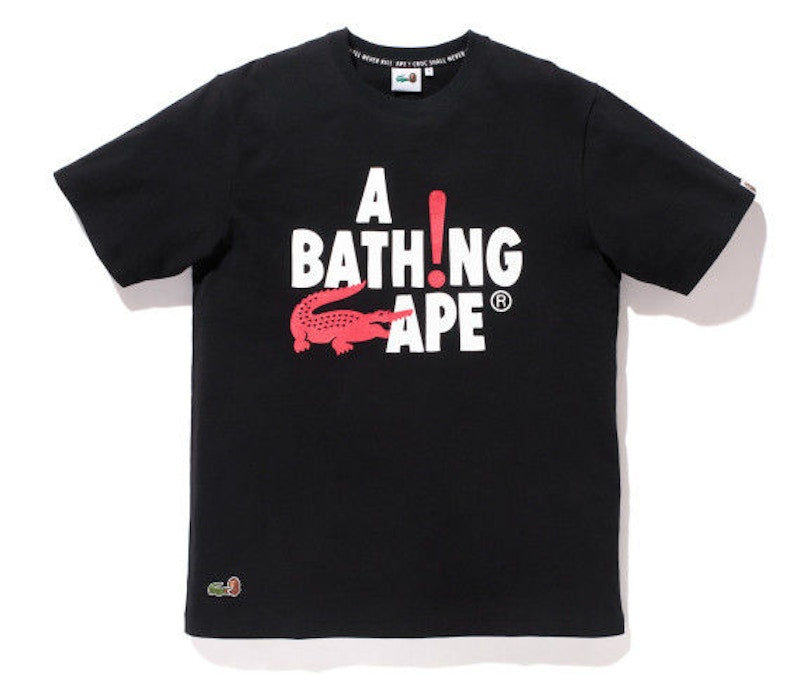BAPE X Lacoste  Aligator Eating Ape Tee Black