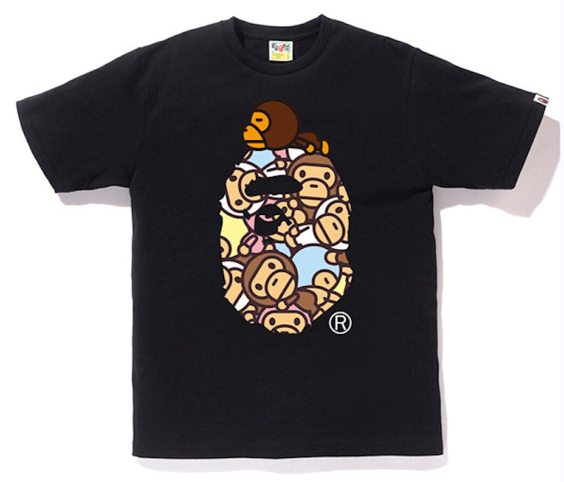 BAPE All Baby Milo Multi Milo on Big Ape Tee Black