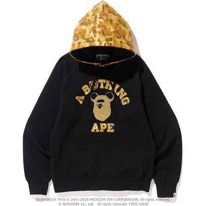 BAPE Ape Head Bear College Pullover Hoodie Black/Gold