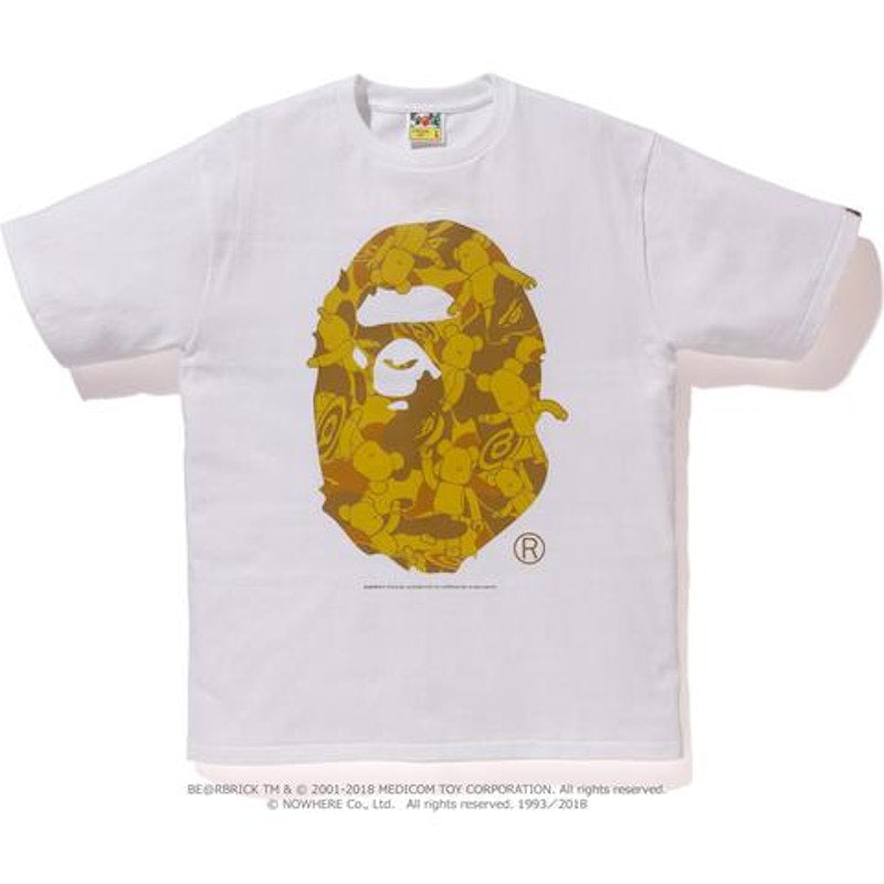 BAPE Ape Head Bearbrick Tee M (Medicomtoy) White/Gold