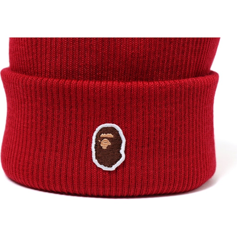 BAPE Ape Head One Point Knit Cap Red