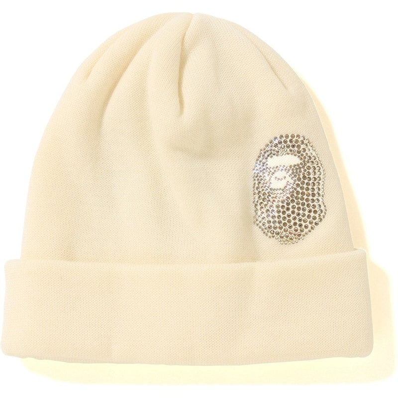 BAPE Ape Head Swarovski Knit Cap White