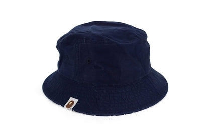 BAPE BA Apehead Neon Camo Accent Bucket Crusher Hat Navy