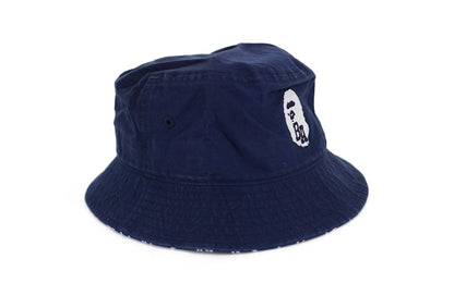 BAPE BA Apehead Neon Camo Accent Bucket Crusher Hat Navy