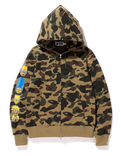 BAPE X The Simpsons Baby Milo 1st Camo Sleeve Print Full Zip Hoodie Green
