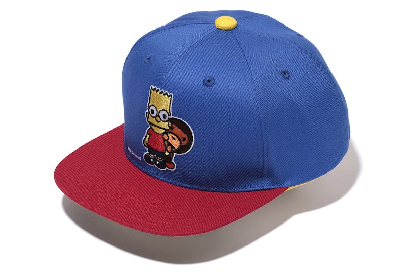 BAPE X The Simpsons Baby Milo Behind Bart Snapback Cap Blue/Red