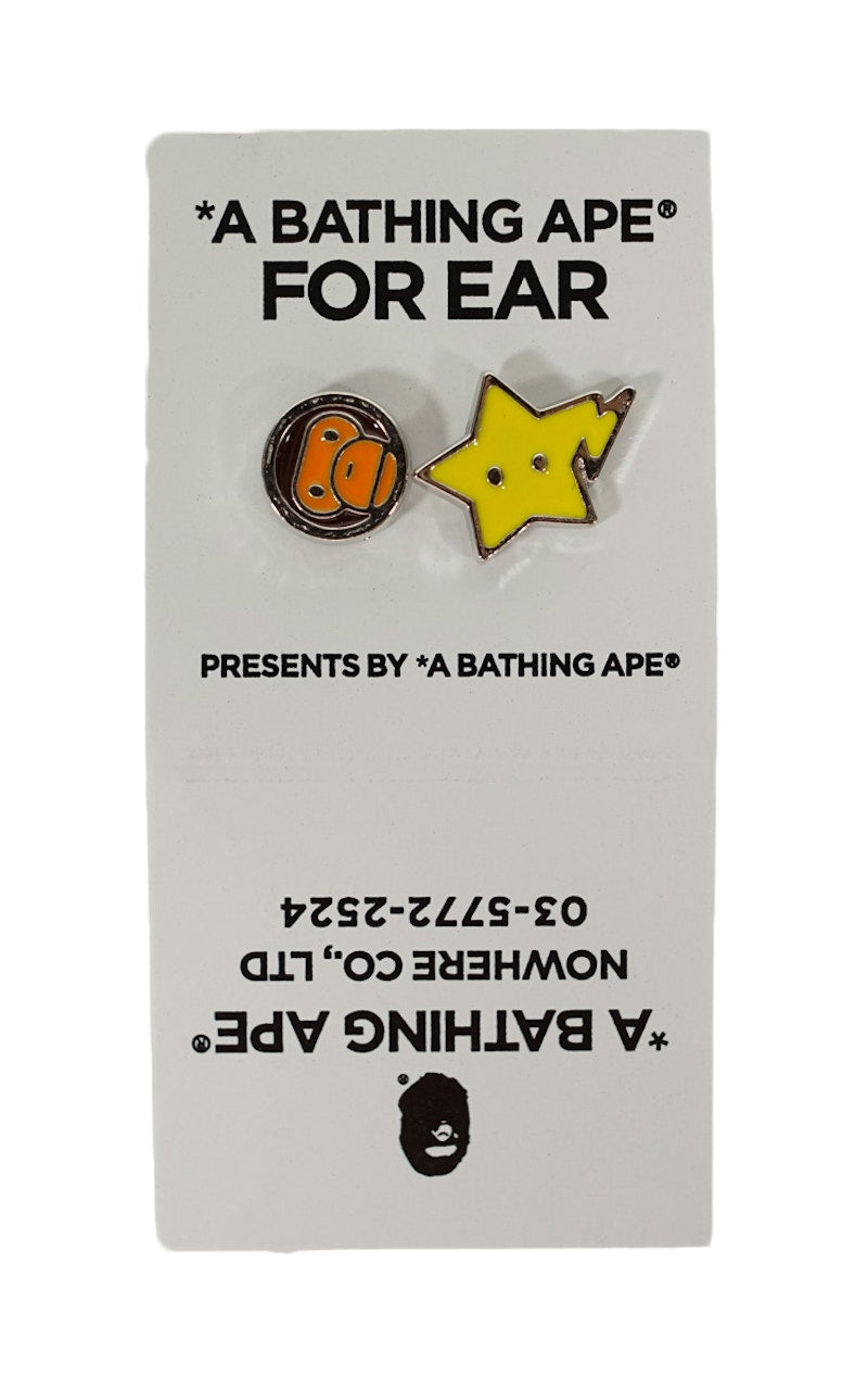 BAPE Baby Milo & Sta Silver Earrings Brown/Yellow