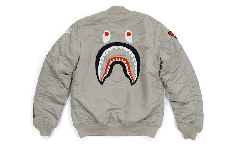 BAPE Back Shark MA1 Bomber Jacket Grey
