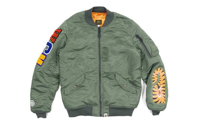 BAPE Back Shark MA1 Bomber Jacket Olive